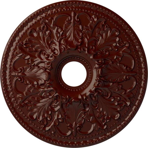 Ekena Millwork Ashley Ceiling Medallion (Fits Canopies up to 4 3/4"), 23 7/8"OD x 4"ID x 2 1/8"P, Brushed Mahogany CM23ASBMF - main